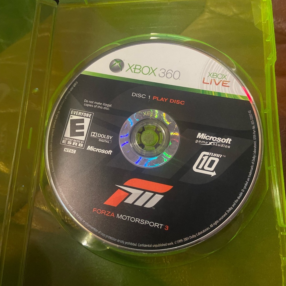 Microsoft Xbox 360 Forza Motorsport 3 Game Disc - Black - No Sleeve in case